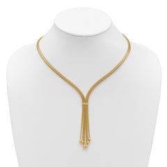 14K Polish/Texture/Dia-cut Fancy Drop Necklace