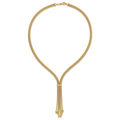 14K Polish/Texture/Dia-cut Fancy Drop Necklace