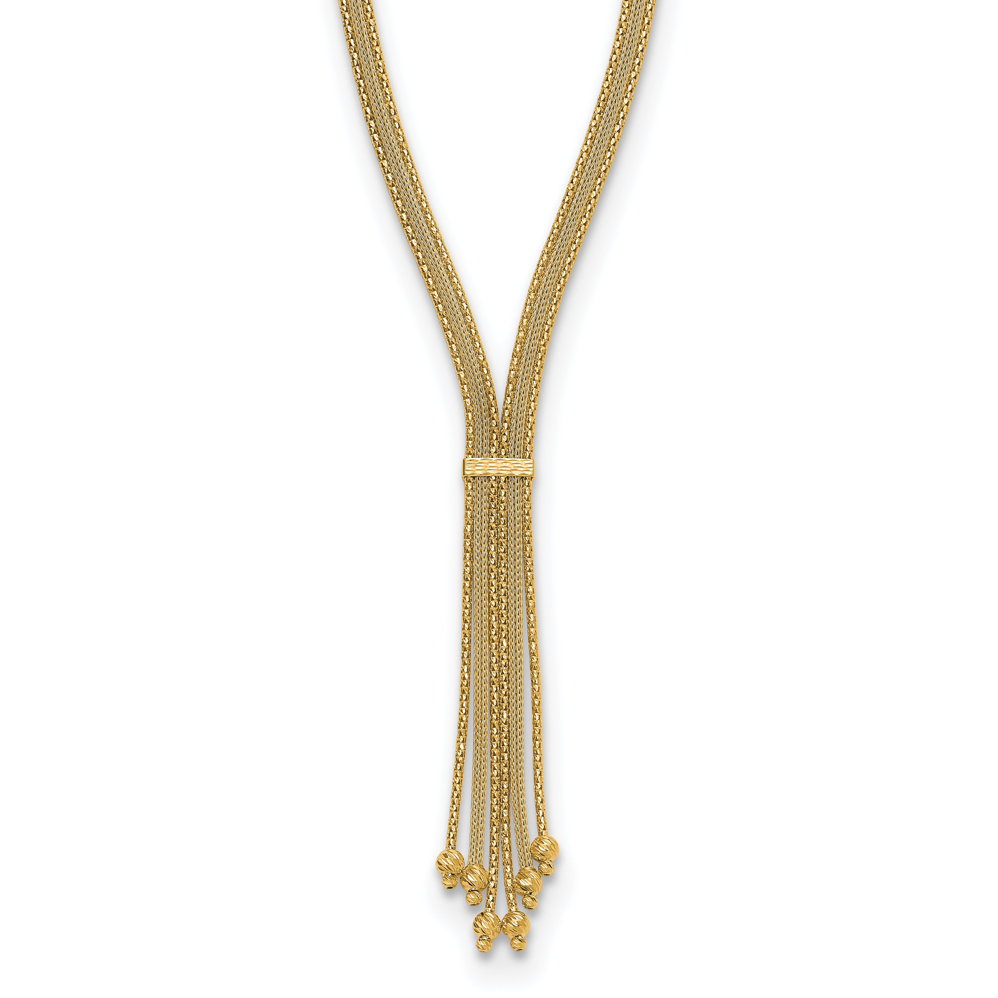 14K Polish/Texture/Dia-cut Fancy Drop Necklace