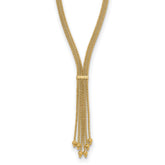 14K Polish/Texture/Dia-cut Fancy Drop Necklace