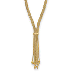 14K Polish/Texture/Dia-cut Fancy Drop Necklace