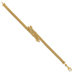 14K Polish/Texture/Dia-cut Fancy Bracelet