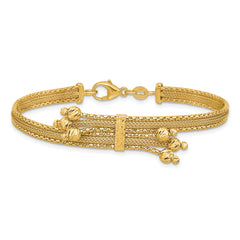 14K Polish/Texture/Dia-cut Fancy Bracelet