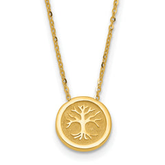 14K Polished and Satin Tree of Life Necklace