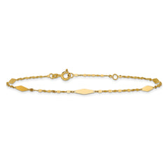 14K Geometric 5-Station 9 inch Plus 1 inch Extender - Total 10 inch Anklet