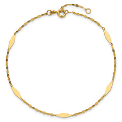 14K Geometric 5-Station 9 inch Plus 1 inch Extender - Total 10 inch Anklet