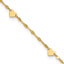 14K Heart 6-Station 9 inch Plus 1 inch Extender - Total 10 inch Anklet