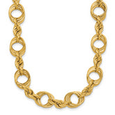 14K Polished Fancy Circle and Rope Link Necklace