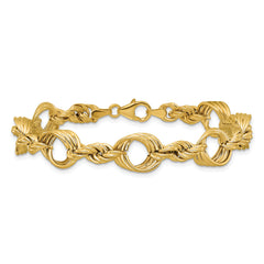 14K Polished Fancy Circle and Rope Link Bracelet