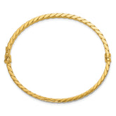 14K w/Rhodium Polished and Diamond-Cut Hinged Bangle