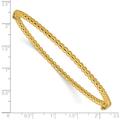 14K Polished Beaded Hinged Bangle