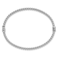 14K White Gold Polished Beaded Hinged Bangle