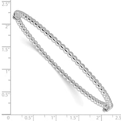 14K White Gold Polished Beaded Hinged Bangle
