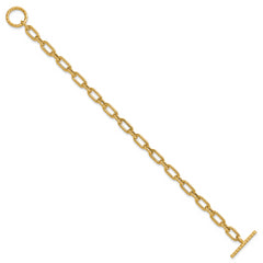14K Polished and Twisted Fancy Toggle Bracelet