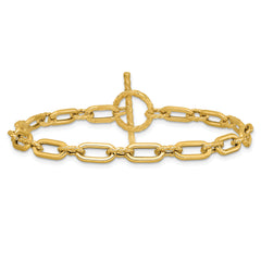 14K Polished and Twisted Fancy Toggle Bracelet