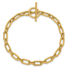 14K Polished and Twisted Fancy Toggle Bracelet