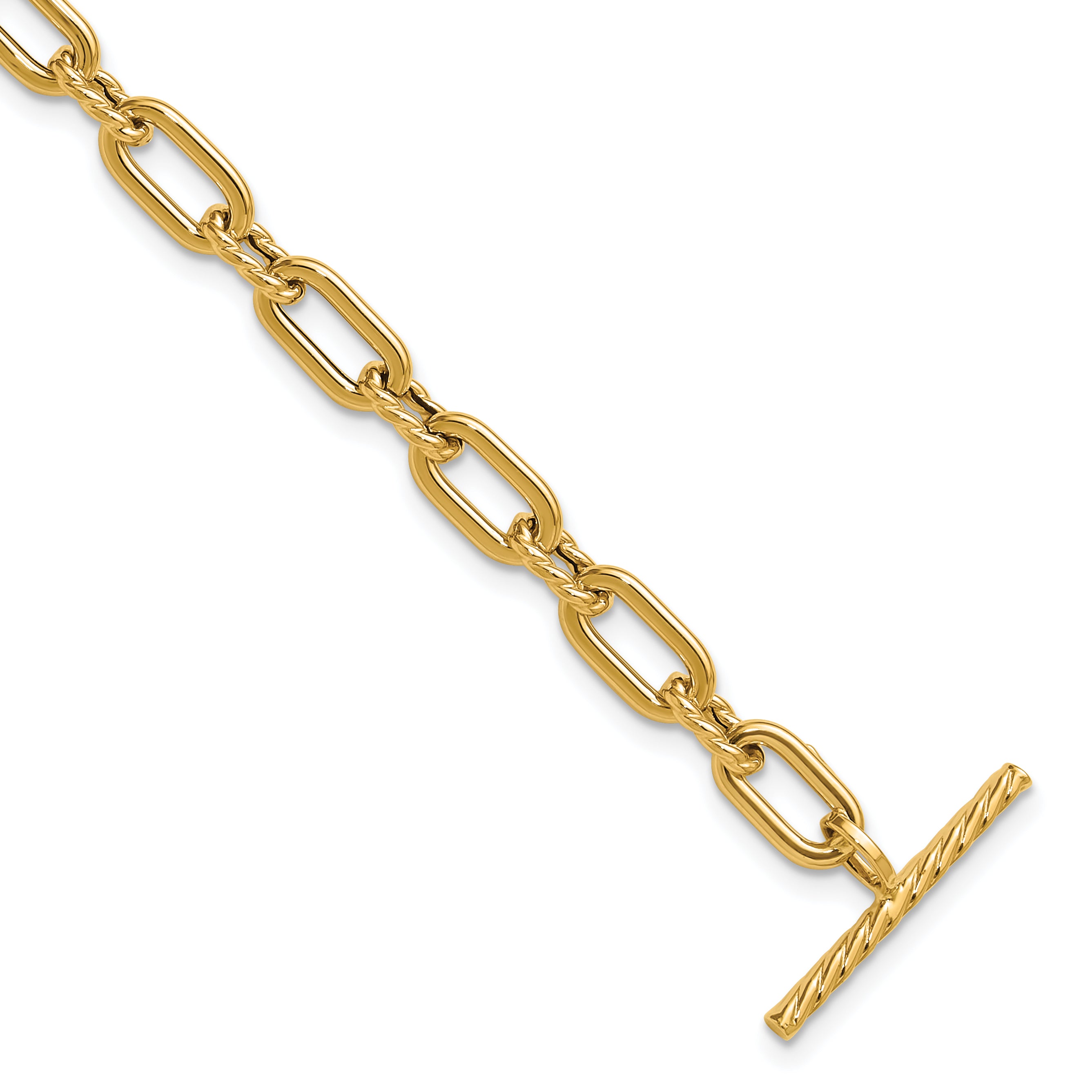 14K Polished and Twisted Fancy Toggle Bracelet