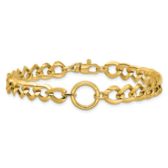 14K Polished Circle Accent Fancy Link Bracelet