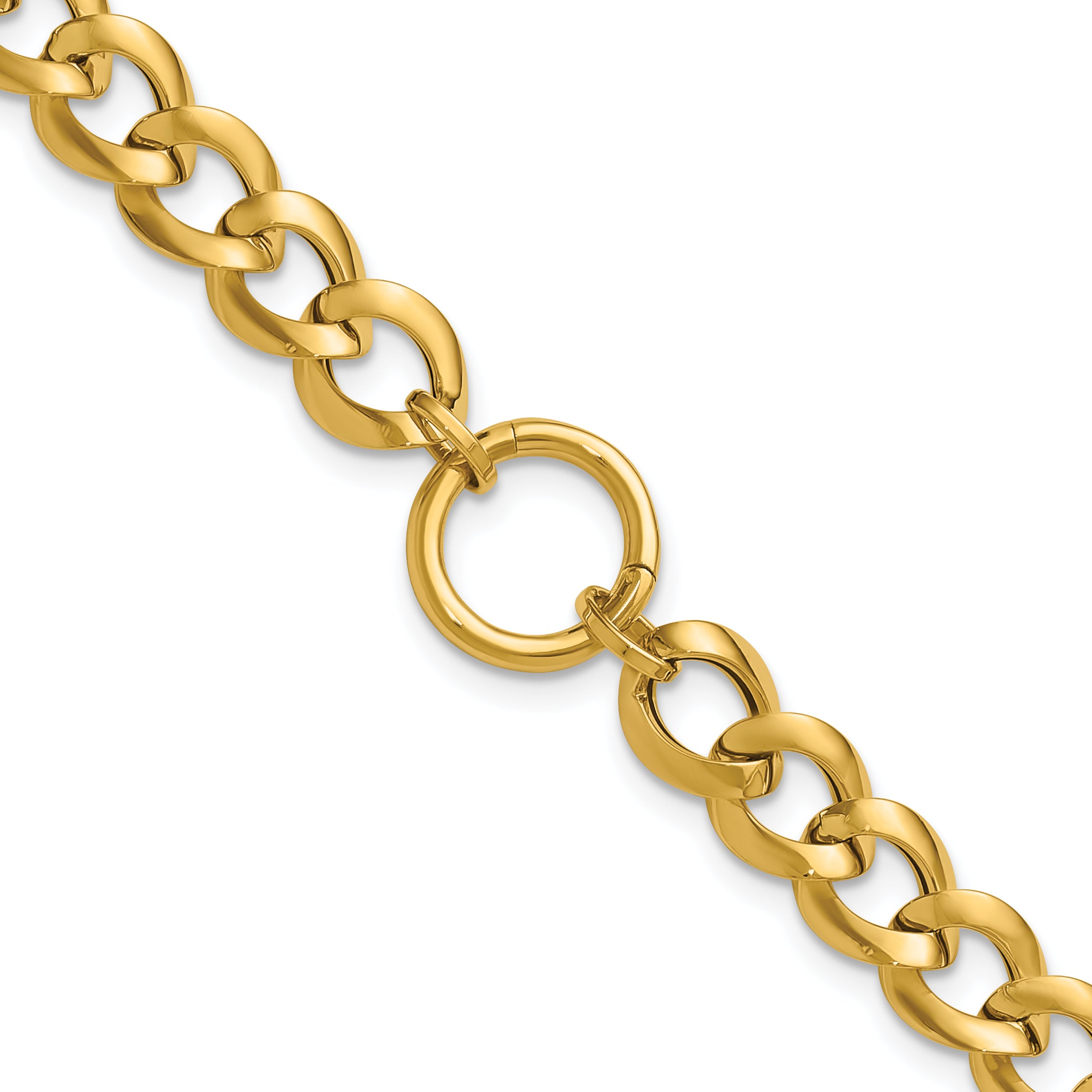 14K Polished Circle Accent Fancy Link Bracelet