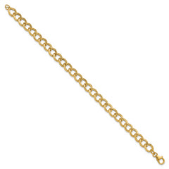 14K Polished and Textured Fancy Link Bracelet
