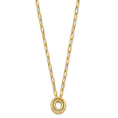 14K Polished Paper Clip Link with Oval Accent Necklace