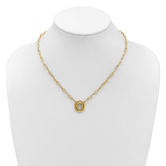 14K Polished Paper Clip Link with Oval Accent Necklace
