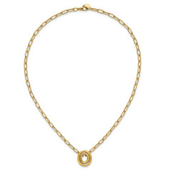 14K Polished Paper Clip Link with Oval Accent Necklace