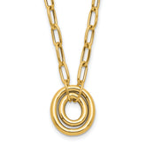 14K Polished Paper Clip Link with Oval Accent Necklace