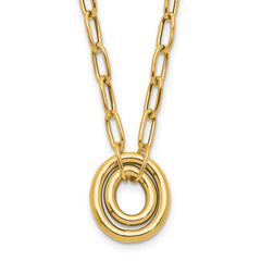 14K Polished Paper Clip Link with Oval Accent Necklace