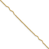 14K Wavy Bar 3-Station 9 inch Plus 1 inch Extender - Total 10 inch Anklet