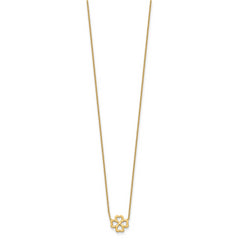 14K Polished 4-Leaf Clover w/2in ext. Necklace