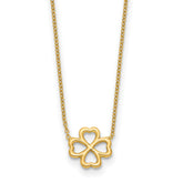 14K Polished 4-Leaf Clover w/2in ext. Necklace