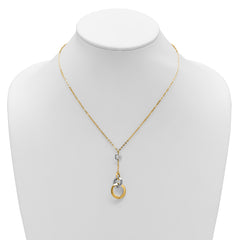 14K Two-tone Polished Circle Link Accent w/1in ext. Necklace