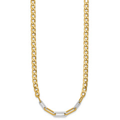 14K w/White RH Polished Curb and Paperclip Link Necklace