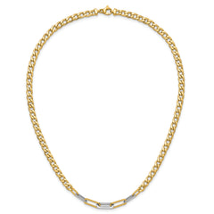 14K w/White RH Polished Curb and Paperclip Link Necklace