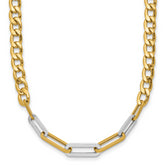 14K w/White RH Polished Curb and Paperclip Link Necklace