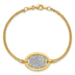 14K w/White Rhodium Polished D/C Fancy Oval 2-Strand Bracelet