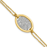 14K w/White Rhodium Polished D/C Fancy Oval 2-Strand Bracelet