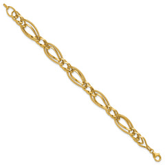 14K Polished and Textured Fancy Link Bracelet