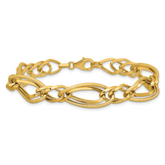 14K Polished and Textured Fancy Link Bracelet