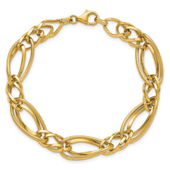 14K Polished and Textured Fancy Link Bracelet