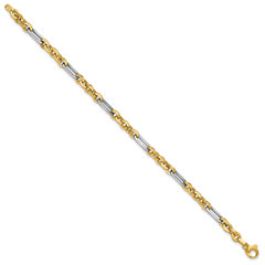 14K w/White Rhodium Polished Cable and Paperclip Link Bracelet