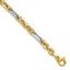 14K w/White Rhodium Polished Cable and Paperclip Link Bracelet