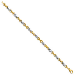 14K w/White Rhodium Polished Fancy Link Bracelet