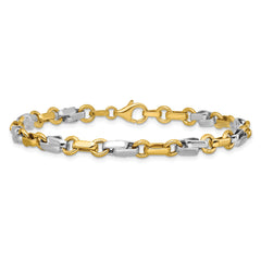 14K w/White Rhodium Polished Fancy Link Bracelet
