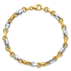 14K w/White Rhodium Polished Fancy Link Bracelet
