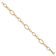 14K Polished and Textured Link Bracelet