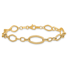 14K Polished and Textured Link Bracelet