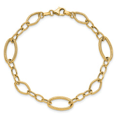 14K Polished and Textured Link Bracelet