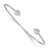 14K White Gold Polished with D/C Beads Cuff Bangle